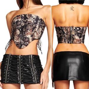 I.AM.GIA Cyndi Corset Top Snake Boah Print Black Brown XS Sexy Grunge Rave EUC